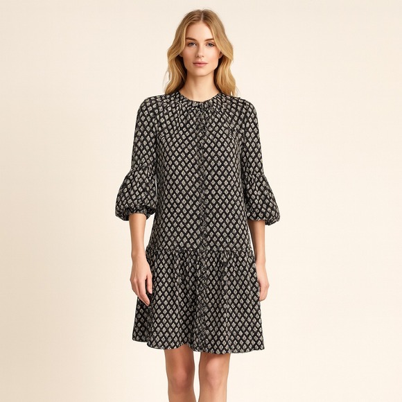Joie Dresses & Skirts - Joie Sz S Hagi Caviar Drop Waist‎ Dress Floral Office Party Black Wedding $159